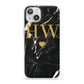 Marble Gold Initials Monogram Personalised iPhone 13 Clear Bumper Case