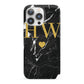 Marble Gold Initials Monogram Personalised iPhone 13 Pro Full Wrap 3D Snap Case