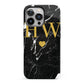 Marble Gold Initials Monogram Personalised iPhone 13 Pro Full Wrap 3D Tough Case