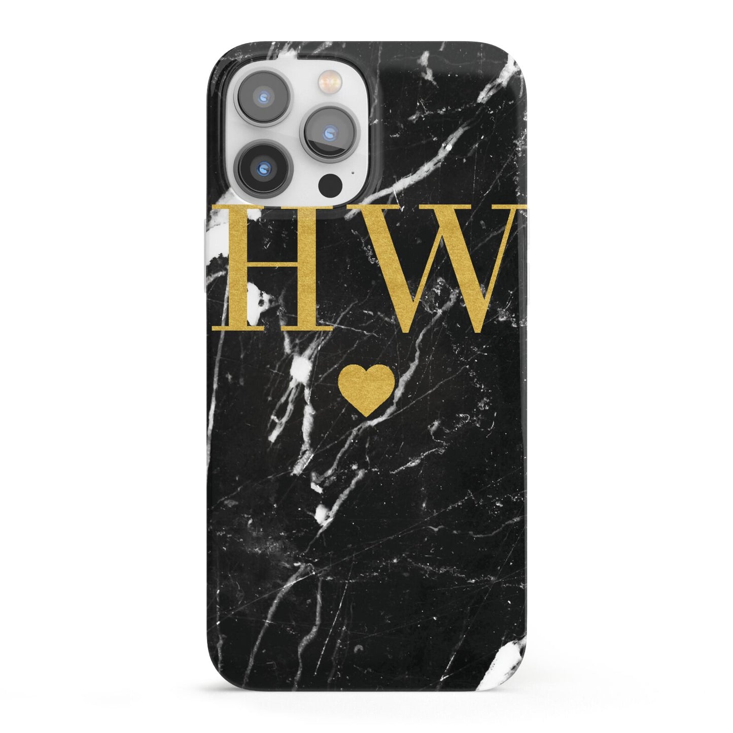 Marble Gold Initials Monogram Personalised iPhone 13 Pro Max Full Wrap 3D Snap Case