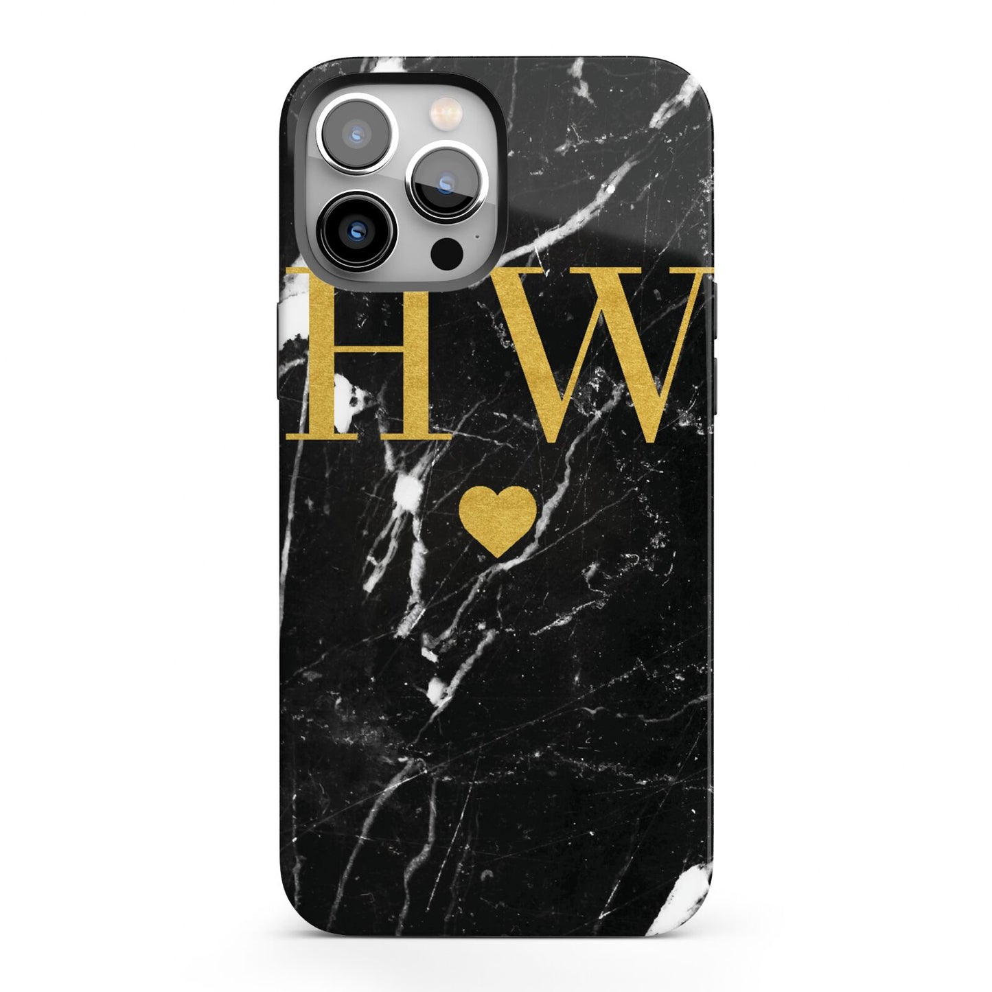 Marble Gold Initials Monogram Personalised iPhone 13 Pro Max Full Wrap 3D Tough Case