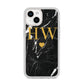 Marble Gold Initials Monogram Personalised iPhone 14 Glitter Tough Case Starlight
