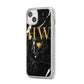 Marble Gold Initials Monogram Personalised iPhone 14 Plus Clear Tough Case Starlight Angled Image