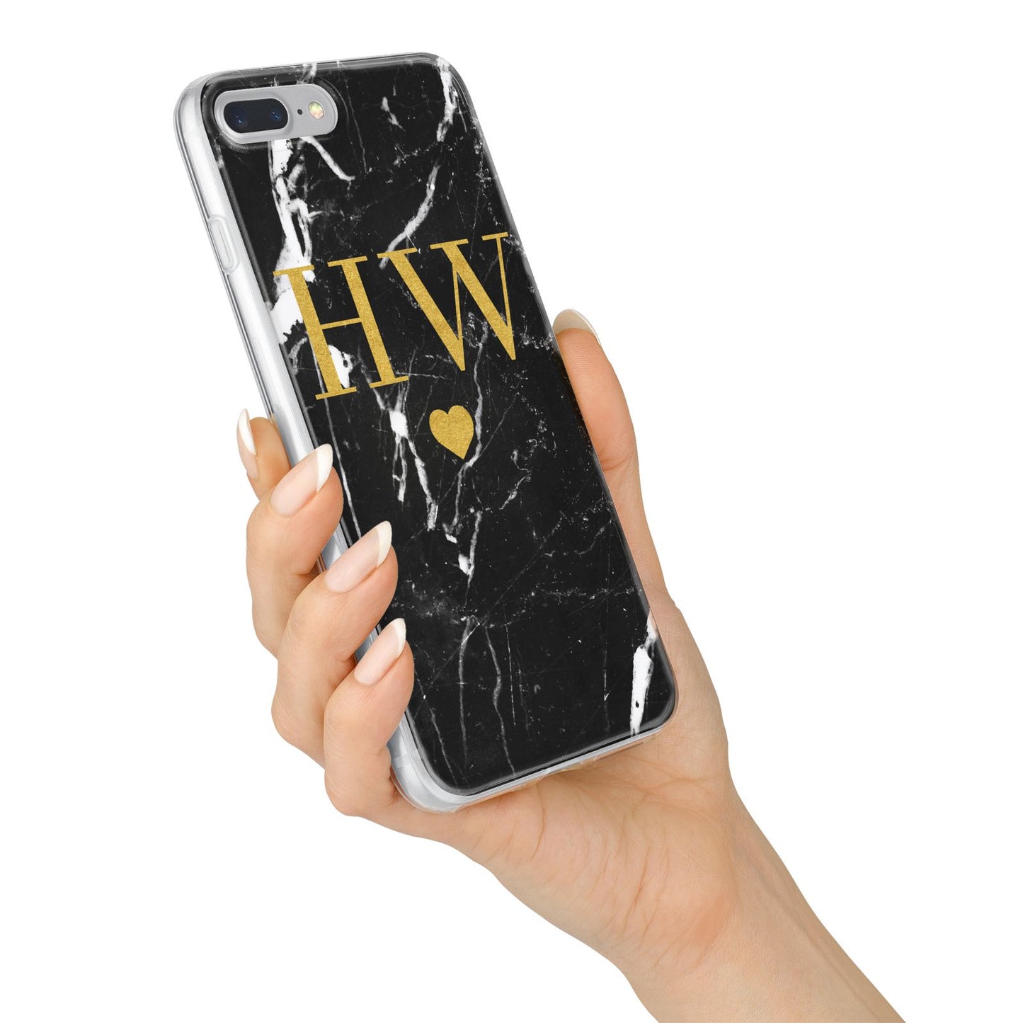 Marble Gold Initials Monogram Personalised iPhone 7 Plus Bumper Case on Silver iPhone Alternative Image