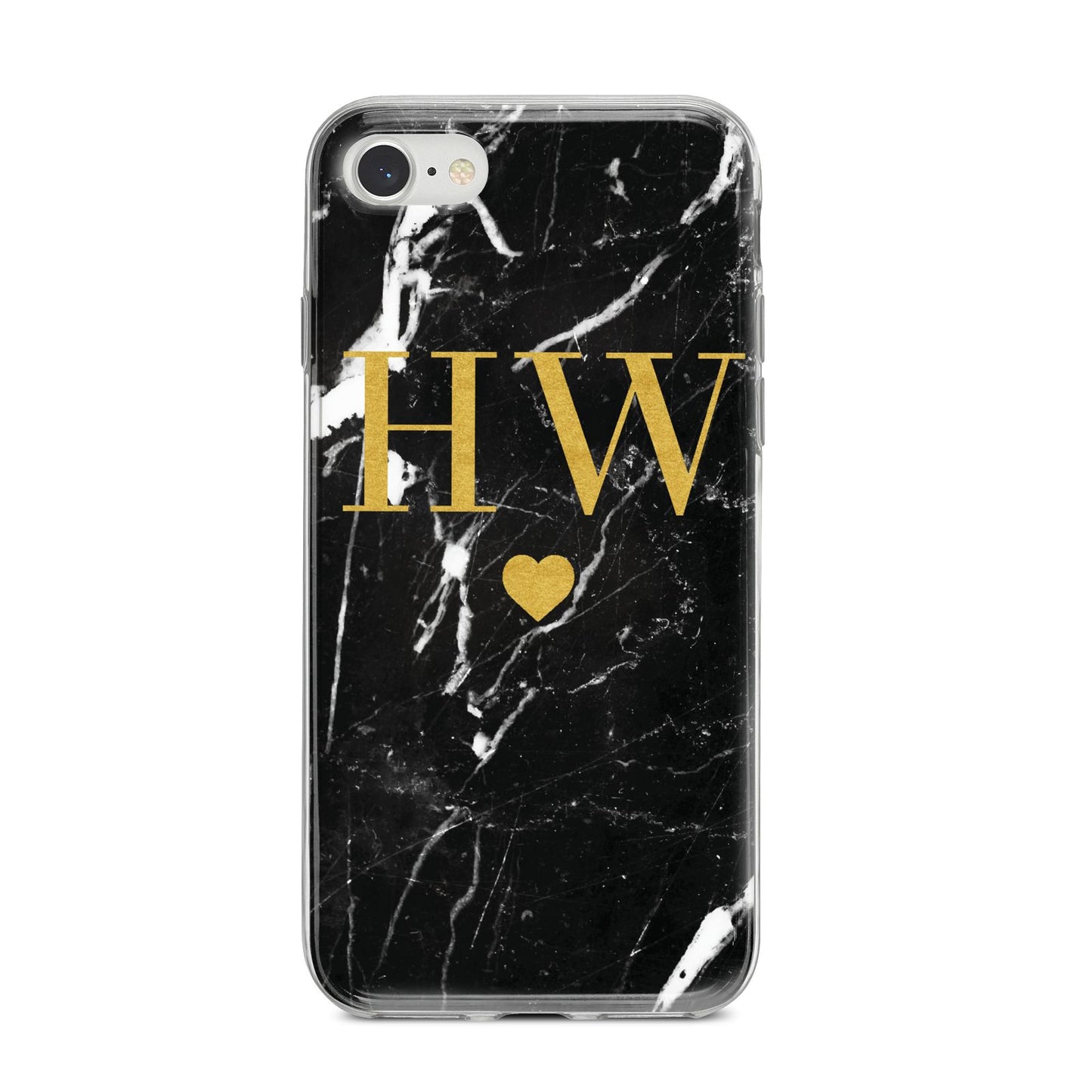 Marble Gold Initials Monogram Personalised iPhone 8 Bumper Case on Silver iPhone