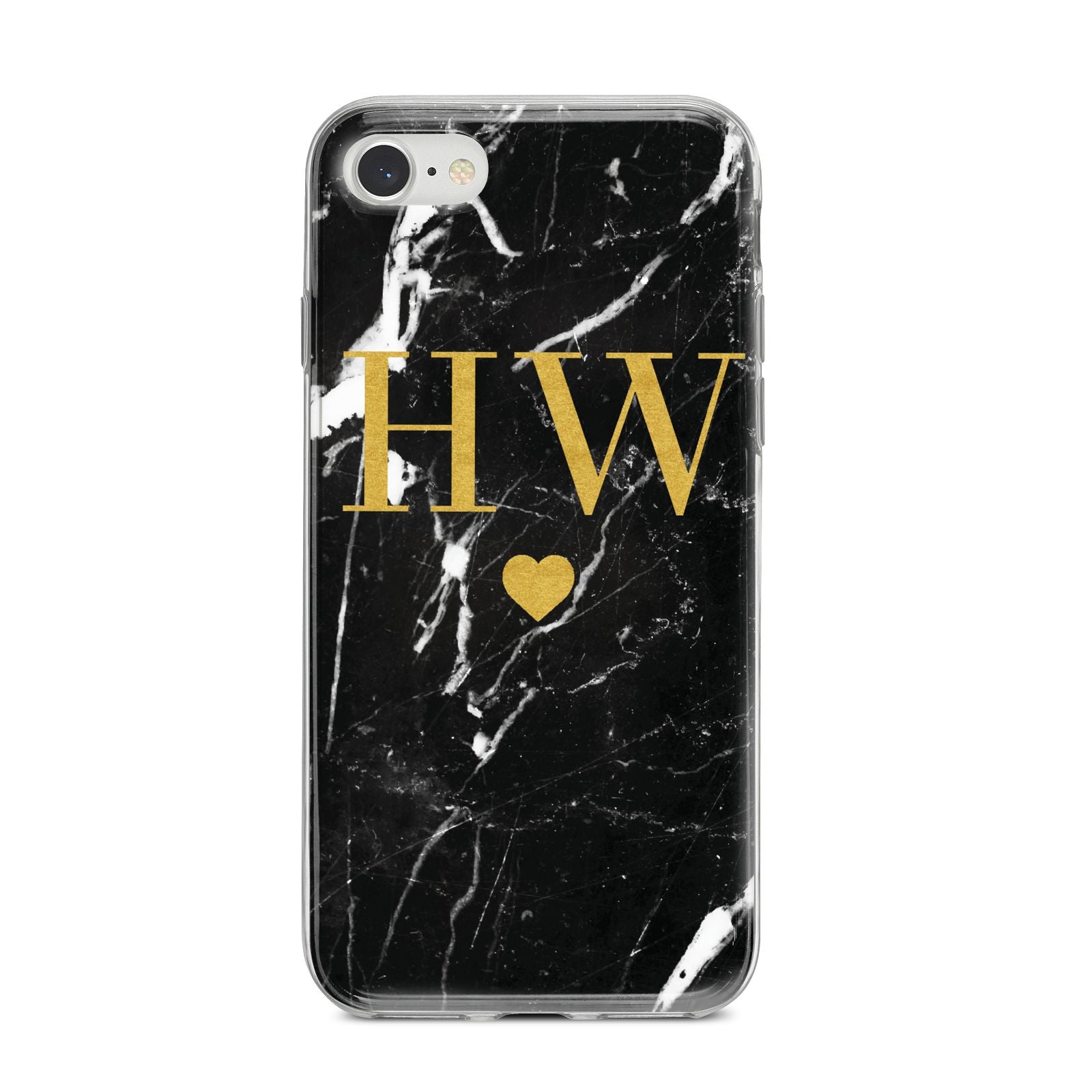 Marble Gold Initials Monogram Personalised iPhone 8 Bumper Case on Silver iPhone
