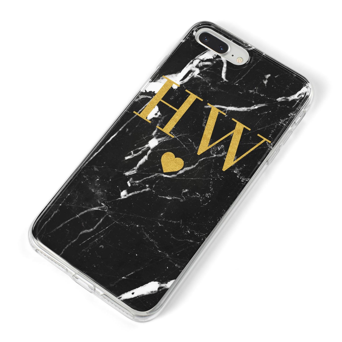 Marble Gold Initials Monogram Personalised iPhone 8 Plus Bumper Case on Silver iPhone Alternative Image