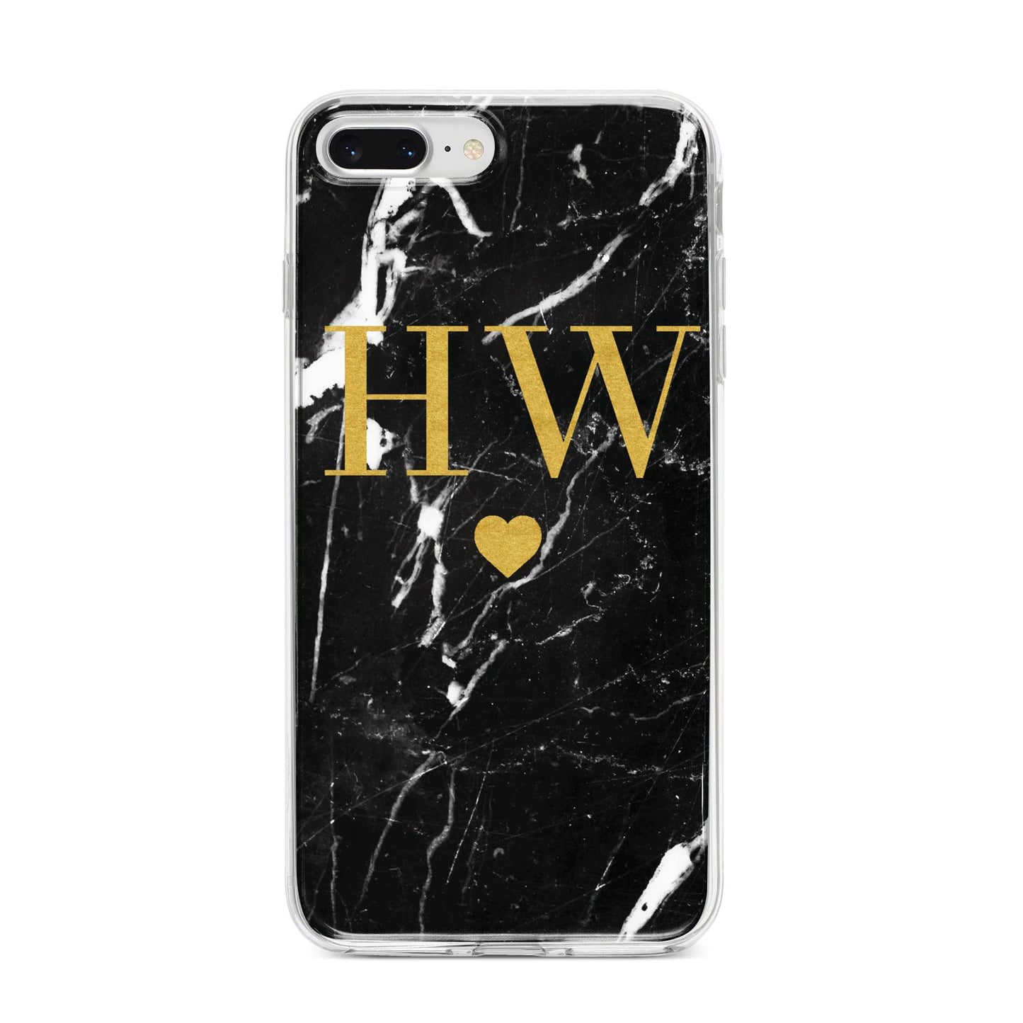 Marble Gold Initials Monogram Personalised iPhone 8 Plus Bumper Case on Silver iPhone