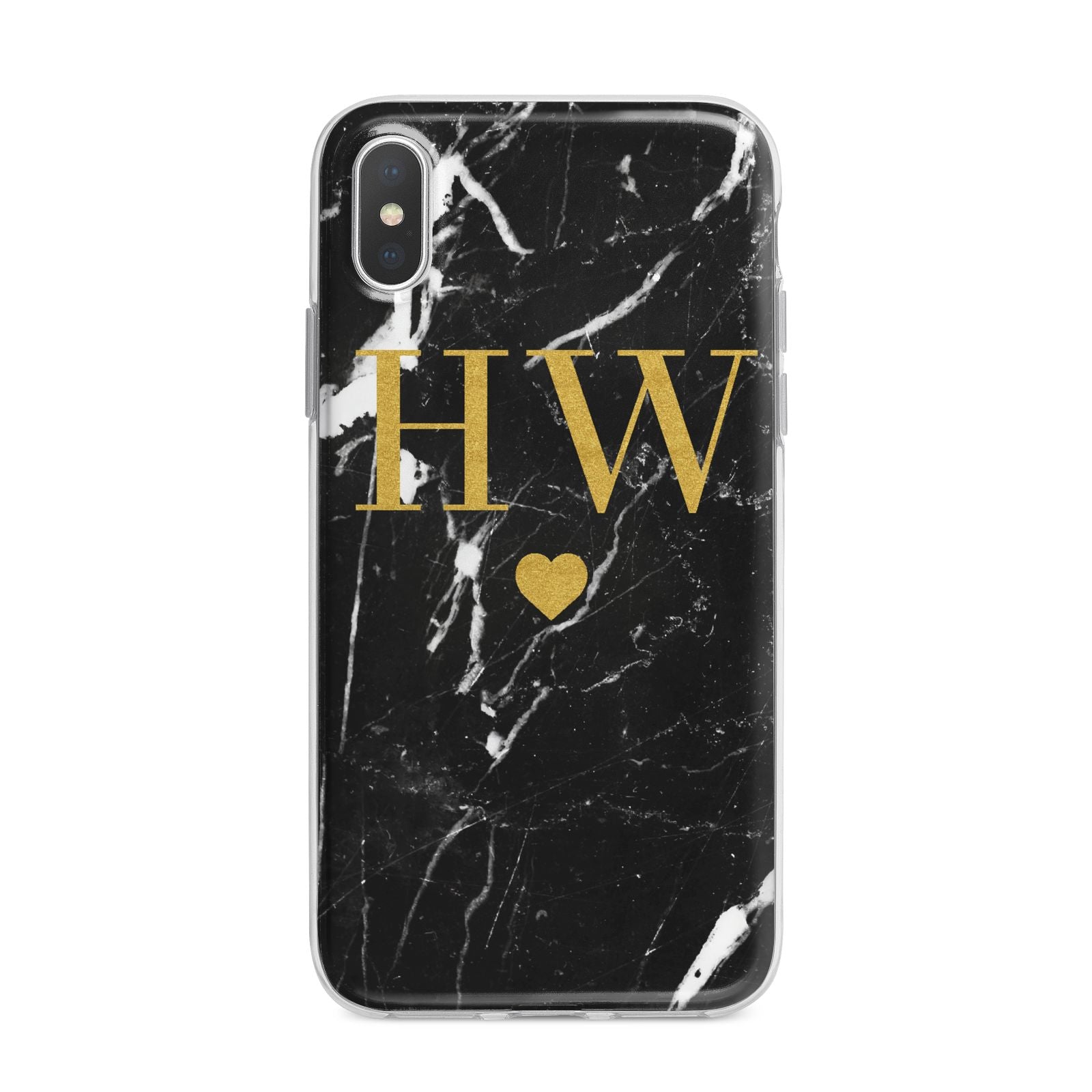 Marble Gold Initials Monogram Personalised iPhone X Bumper Case on Silver iPhone Alternative Image 1