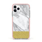 Marble Grey White Gold Apple iPhone 11 Pro in Silver with Pink Impact Case