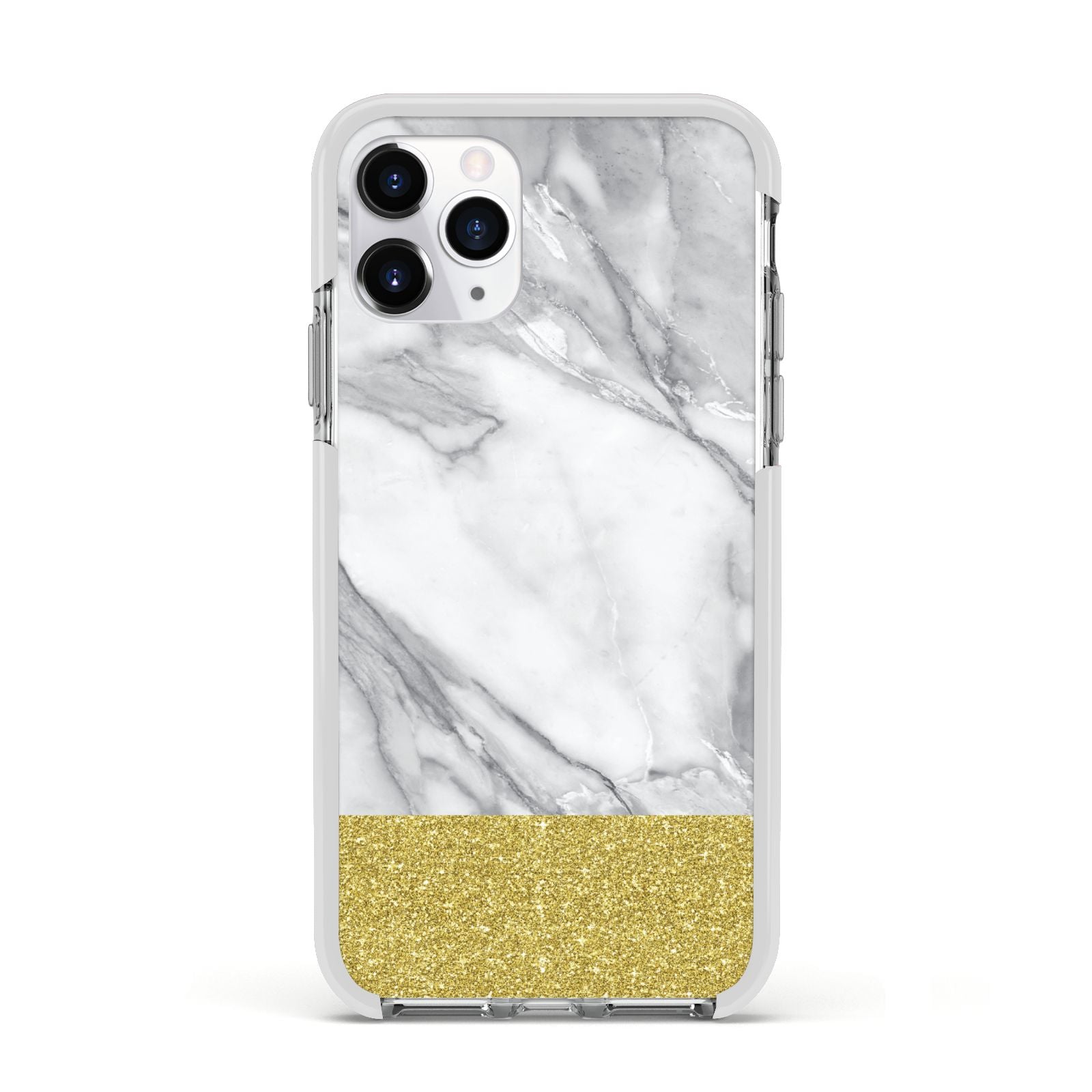 Marble Grey White Gold Apple iPhone 11 Pro in Silver with White Impact Case