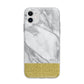 Marble Grey White Gold Apple iPhone 11 in White with Bumper Case