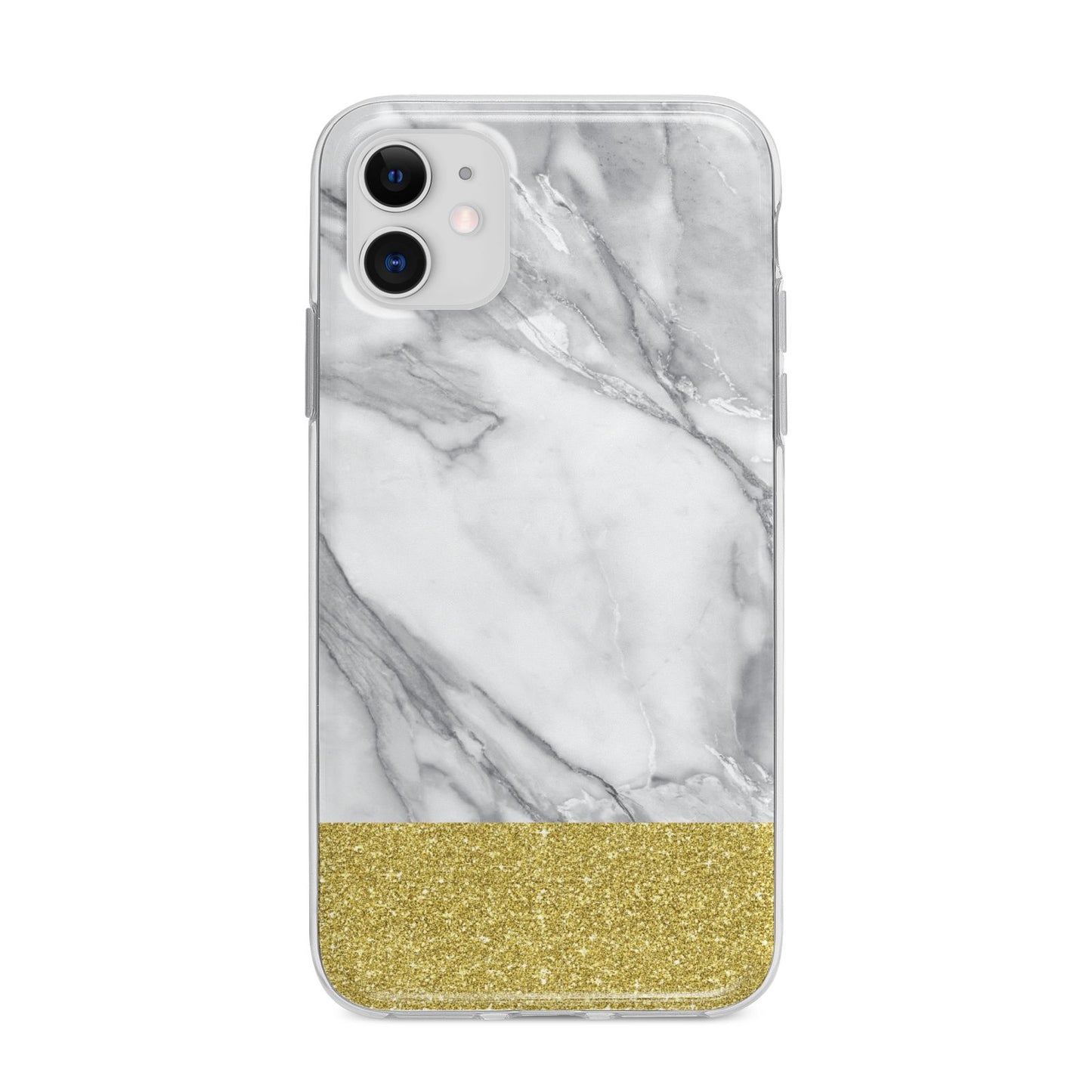 Marble Grey White Gold Apple iPhone 11 in White with Bumper Case
