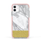 Marble Grey White Gold Apple iPhone 11 in White with Pink Impact Case