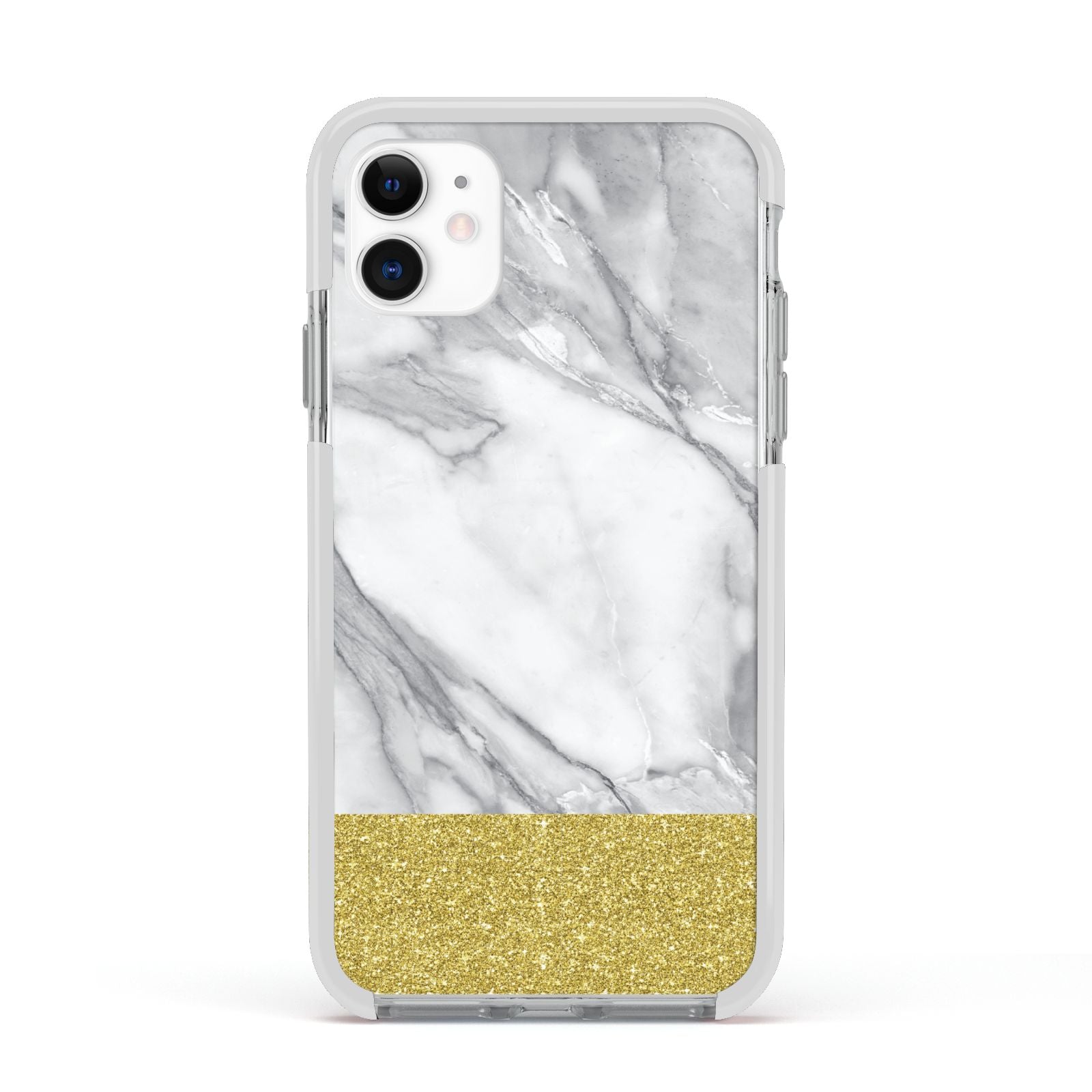 Marble Grey White Gold Apple iPhone 11 in White with White Impact Case