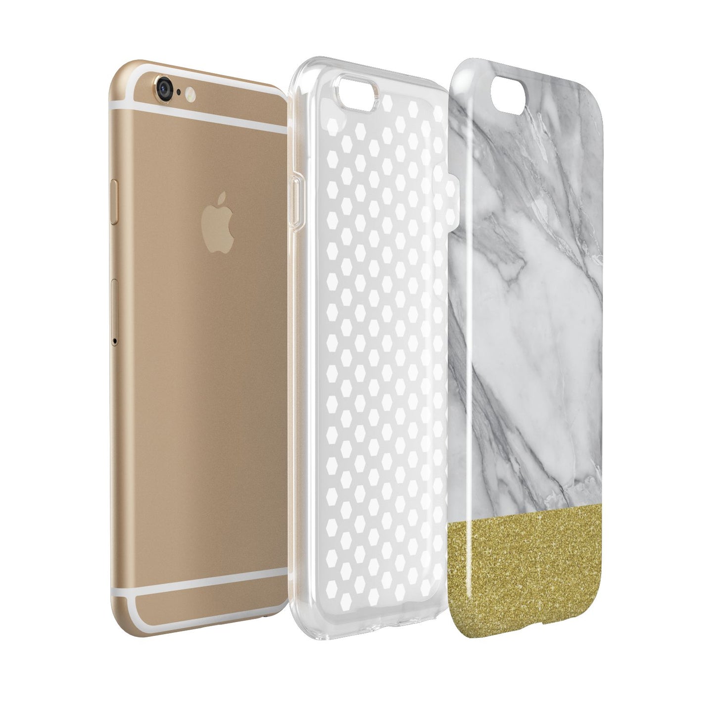 Marble Grey White Gold Apple iPhone 6 3D Tough Case Expanded view