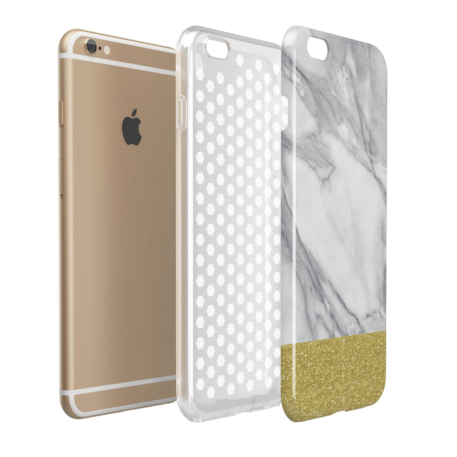 Marble Grey White Gold Apple iPhone 6 Plus 3D Tough Case Expand Detail Image