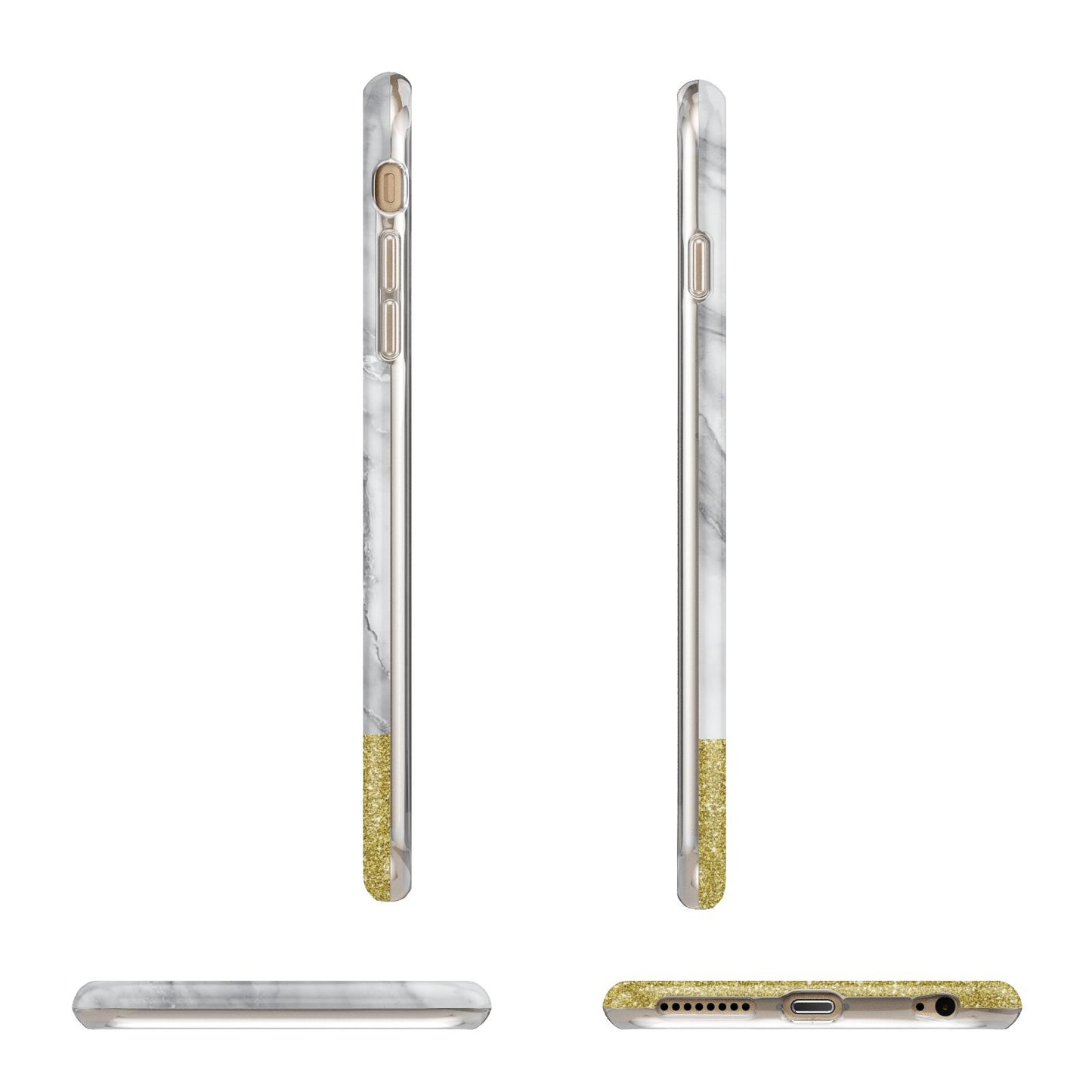 Marble Grey White Gold Apple iPhone 6 Plus 3D Wrap Tough Case Alternative Image Angles