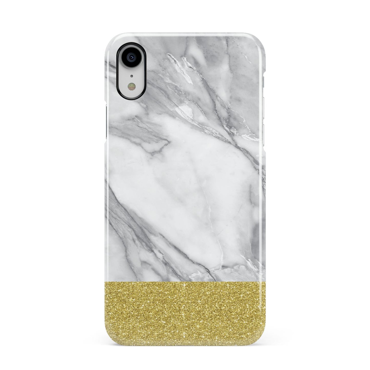 Marble Grey White Gold Apple iPhone XR White 3D Snap Case
