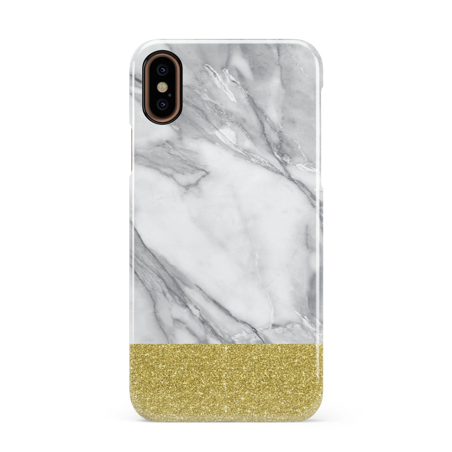 Marble Grey White Gold Apple iPhone XS 3D Snap Case