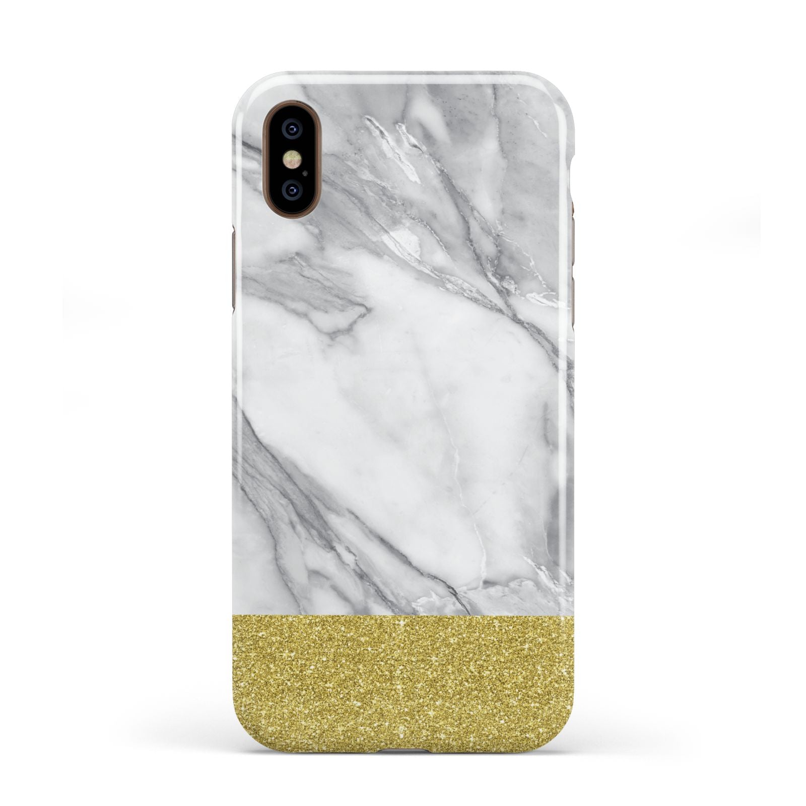 Marble Grey White Gold Apple iPhone XS 3D Tough
