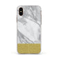 Marble Grey White Gold Apple iPhone Xs Impact Case White Edge on Gold Phone
