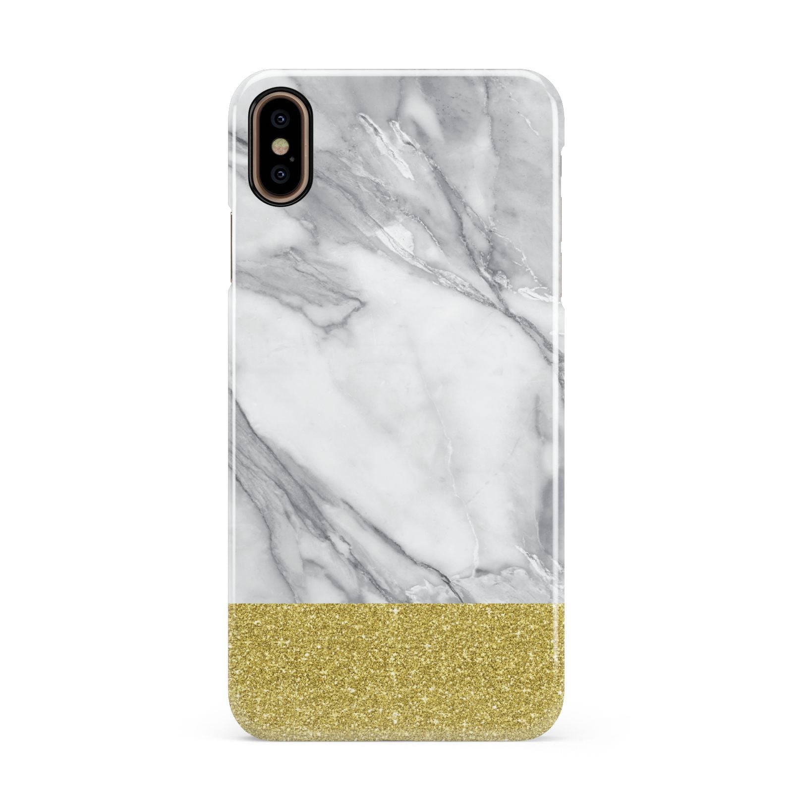 Marble Grey White Gold Apple iPhone Xs Max 3D Snap Case