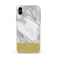 Marble Grey White Gold Apple iPhone Xs Max Impact Case White Edge on Silver Phone