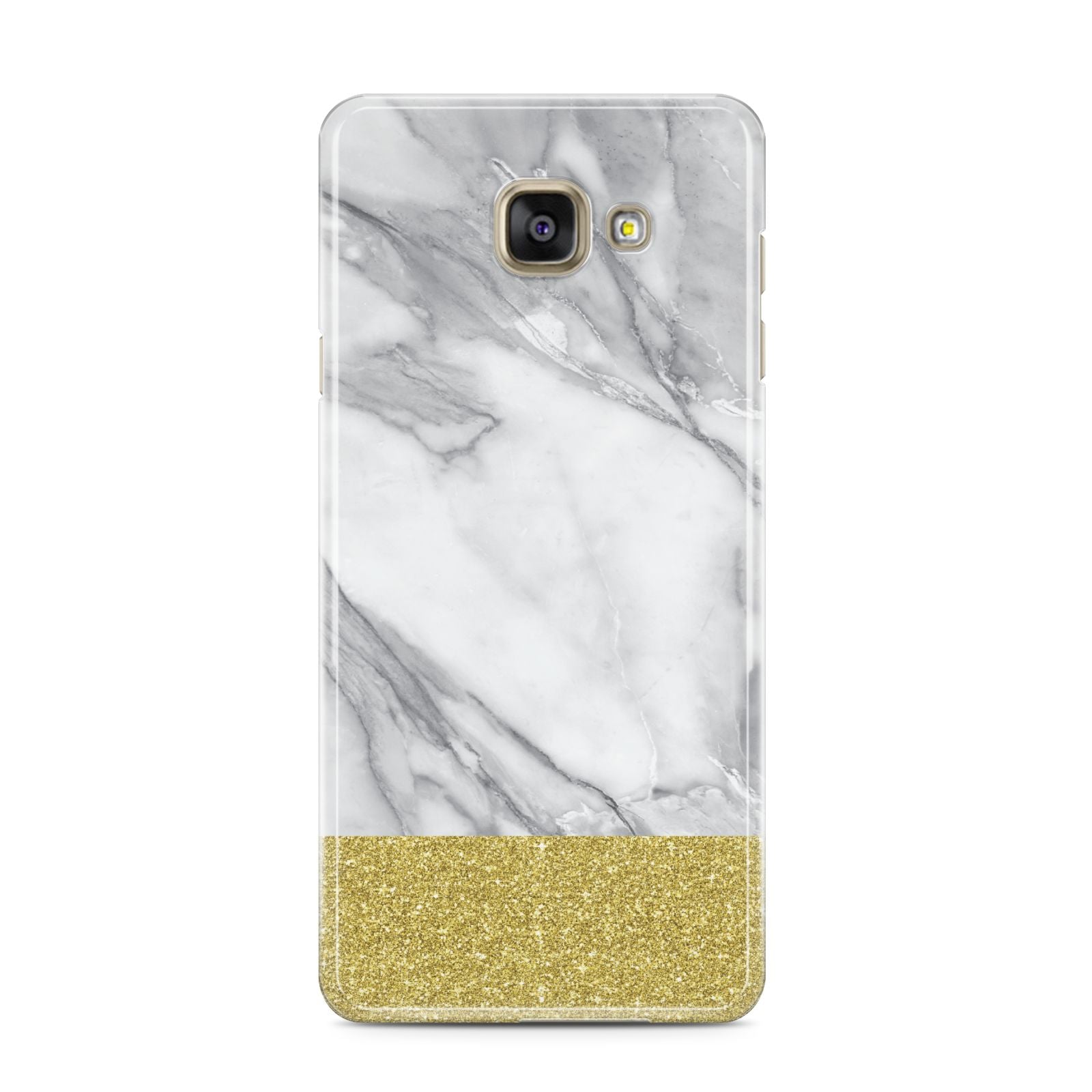 Marble Grey White Gold Samsung Galaxy A3 2016 Case on gold phone