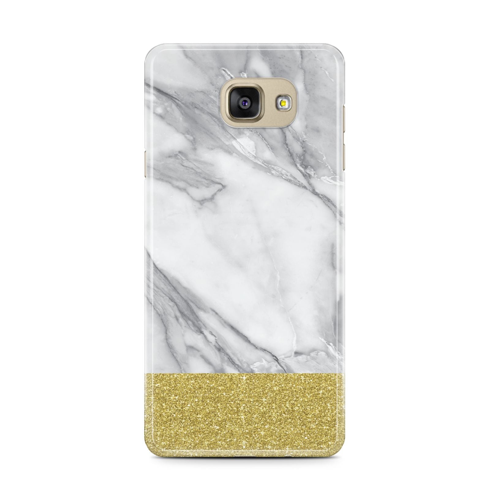 Marble Grey White Gold Samsung Galaxy A7 2016 Case on gold phone