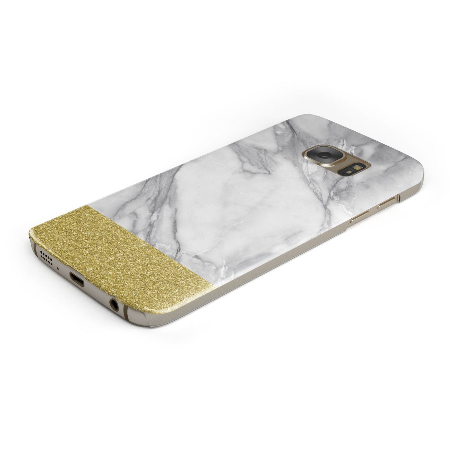 Marble Grey White Gold Samsung Galaxy Case Bottom Cutout