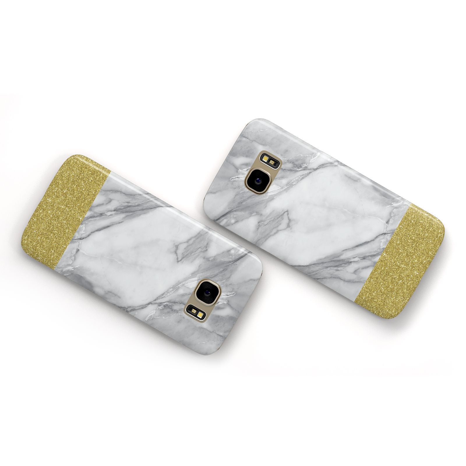 Marble Grey White Gold Samsung Galaxy Case Flat Overview