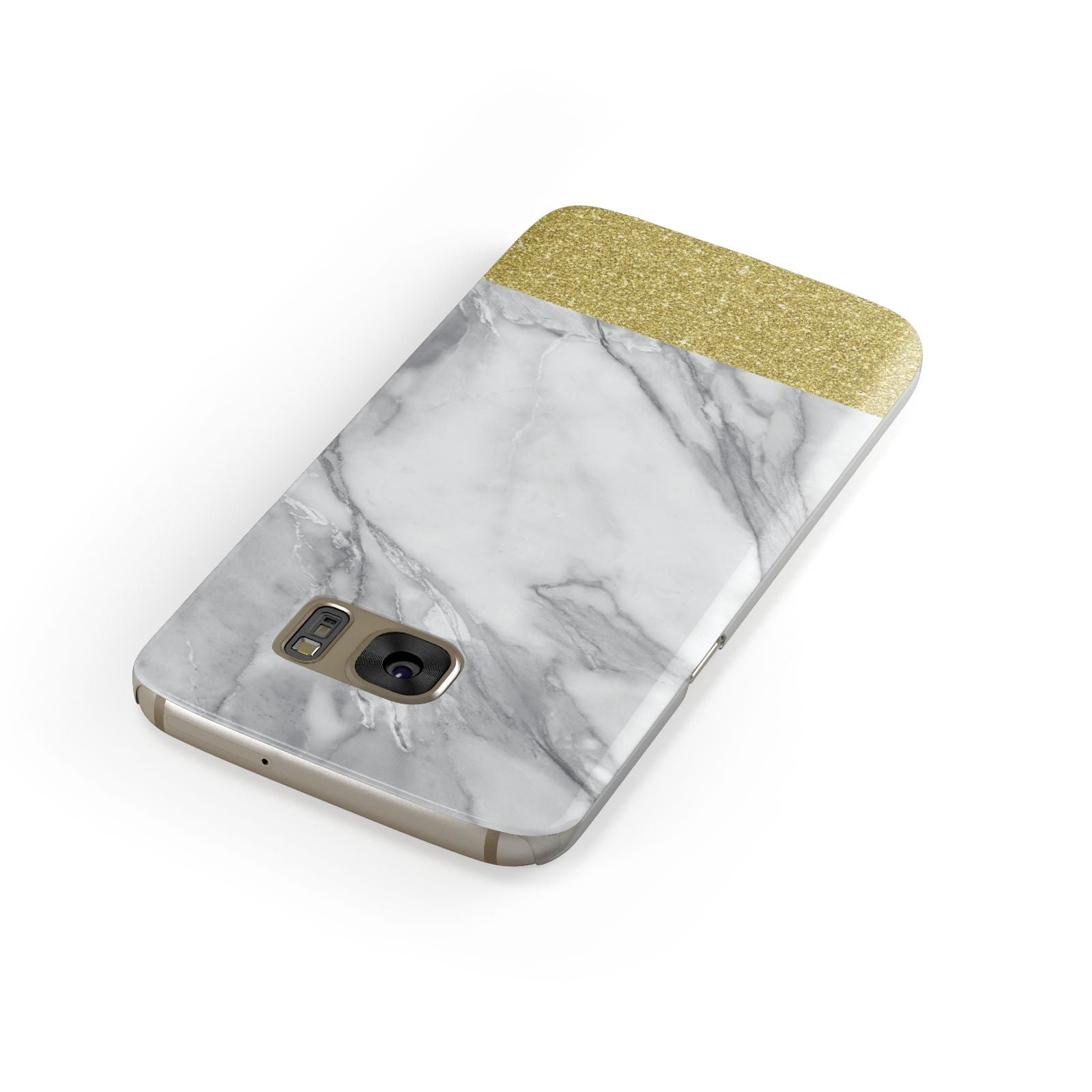 Marble Grey White Gold Samsung Galaxy Case Front Close Up