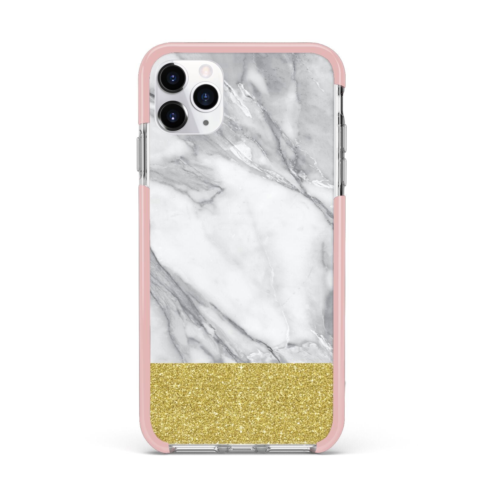 Marble Grey White Gold iPhone 11 Pro Max Impact Pink Edge Case