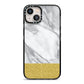 Marble Grey White Gold iPhone 13 Black Impact Case on Silver phone