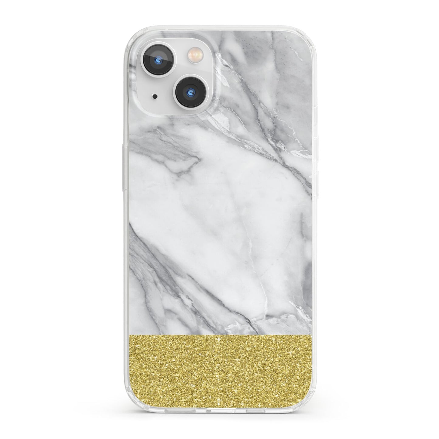 Marble Grey White Gold iPhone 13 Clear Bumper Case