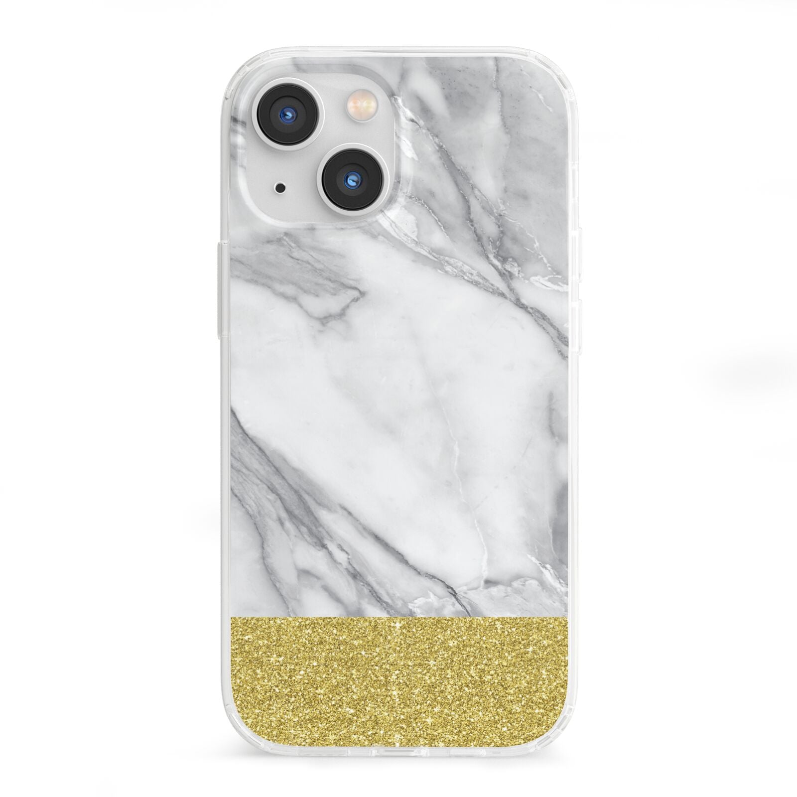 Marble Grey White Gold iPhone 13 Mini Clear Bumper Case