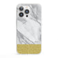 Marble Grey White Gold iPhone 13 Pro Clear Bumper Case