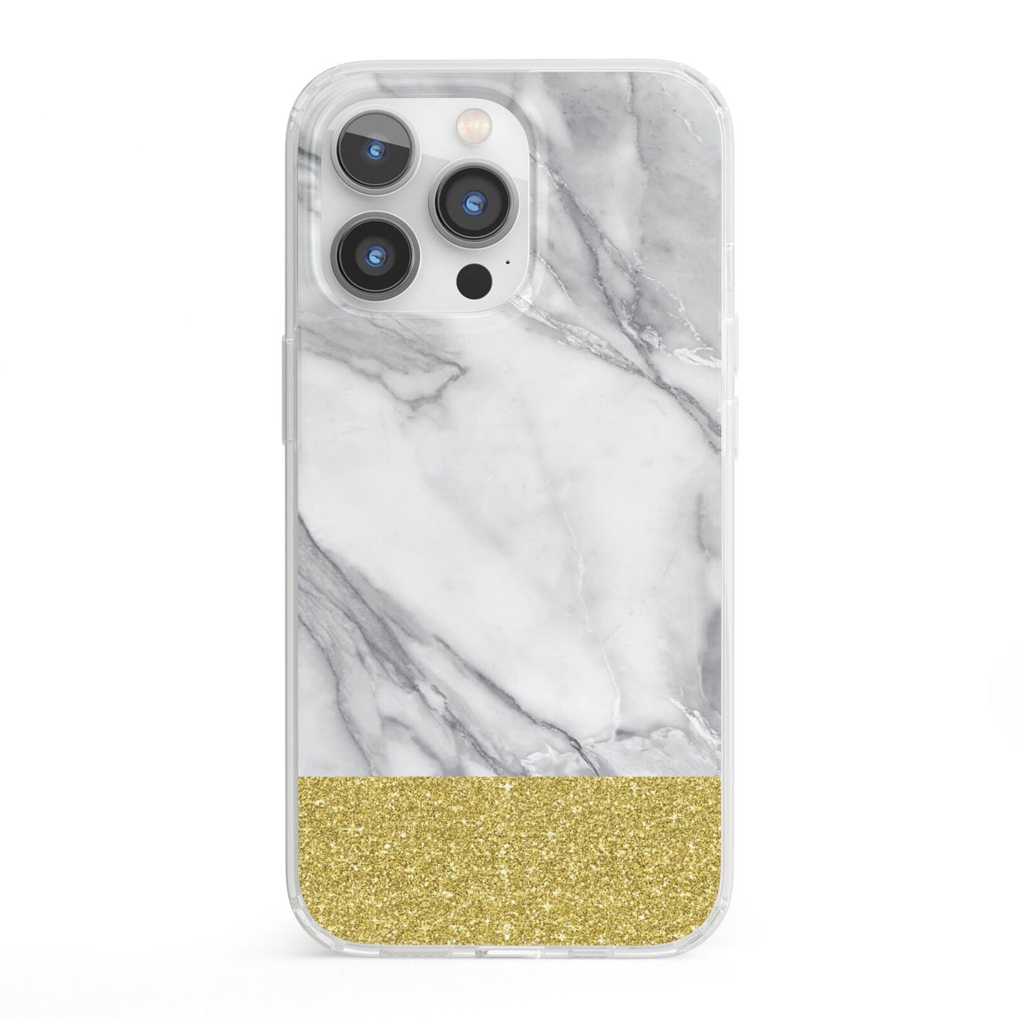 Marble Grey White Gold iPhone 13 Pro Clear Bumper Case