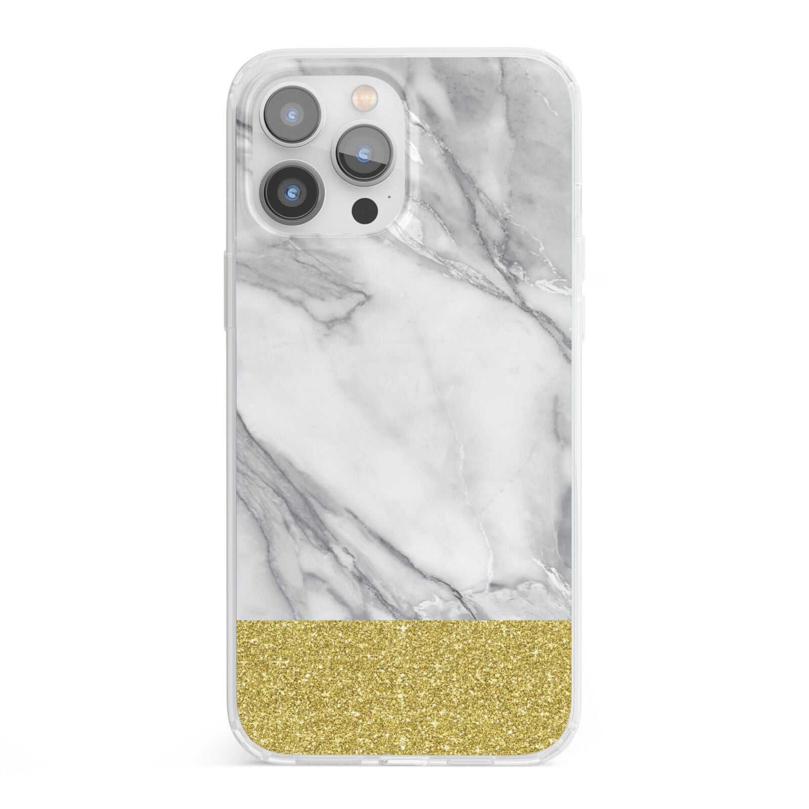 Marble Grey White Gold iPhone 13 Pro Max Clear Bumper Case