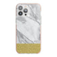 Marble Grey White Gold iPhone 13 Pro Max TPU Impact Case with Pink Edges