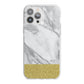 Marble Grey White Gold iPhone 13 Pro Max TPU Impact Case with White Edges