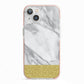 Marble Grey White Gold iPhone 13 TPU Impact Case with Pink Edges
