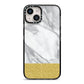 Marble Grey White Gold iPhone 14 Black Impact Case on Silver phone