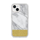 Marble Grey White Gold iPhone 14 Glitter Tough Case Starlight