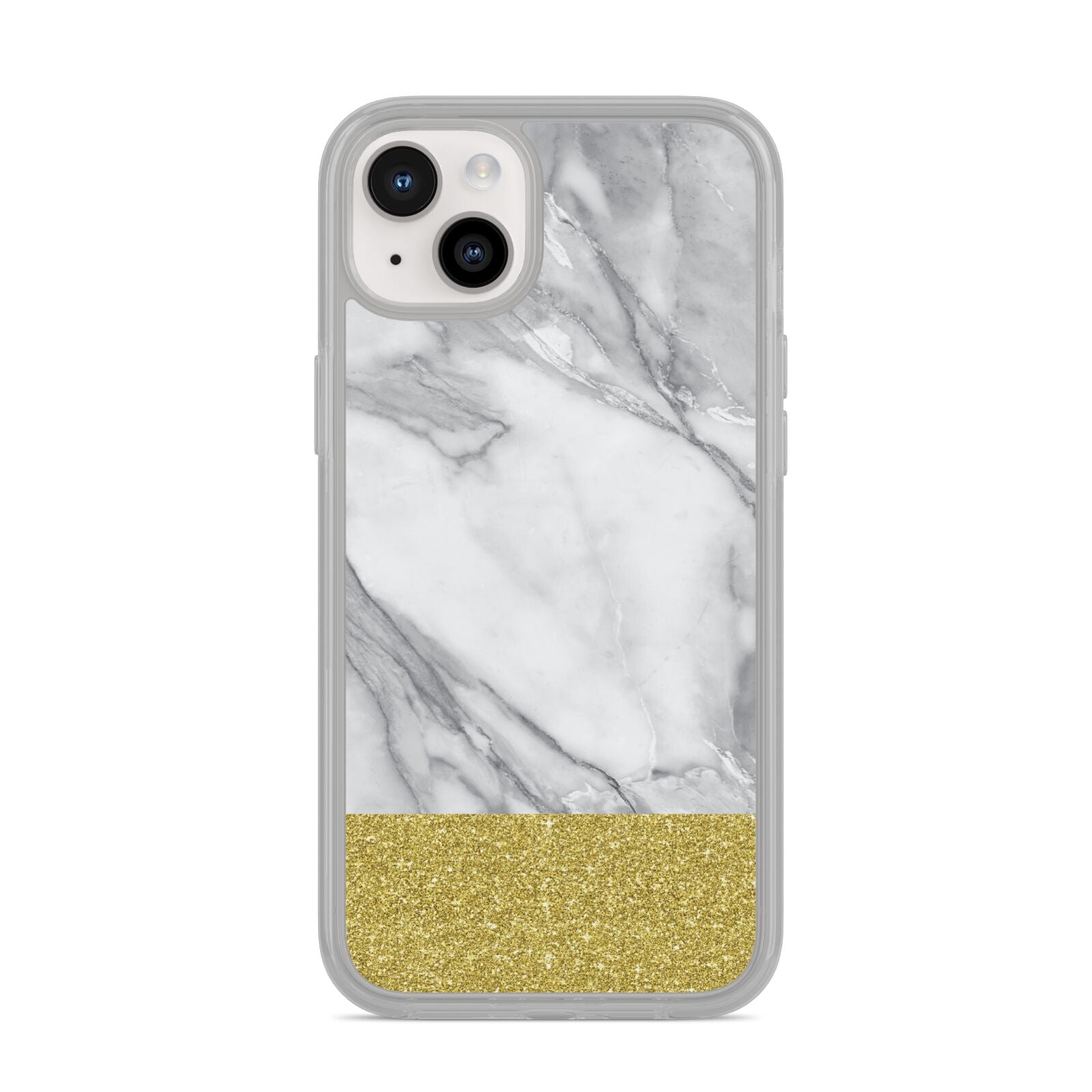 Marble Grey White Gold iPhone 14 Plus Clear Tough Case Starlight