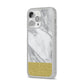 Marble Grey White Gold iPhone 14 Pro Max Clear Tough Case Silver Angled Image