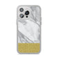 Marble Grey White Gold iPhone 14 Pro Max Clear Tough Case Silver