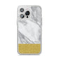 Marble Grey White Gold iPhone 14 Pro Max Glitter Tough Case Silver