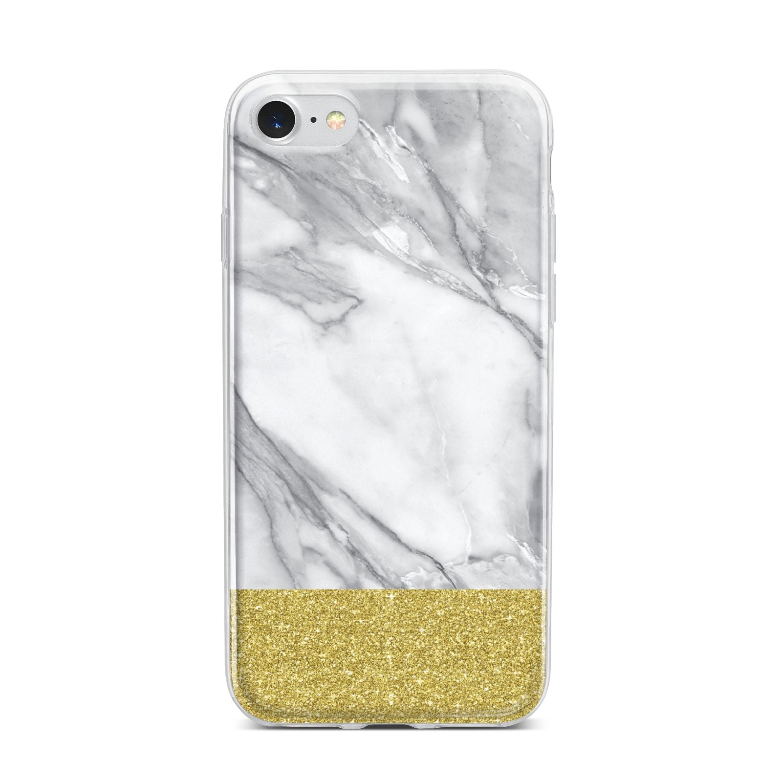 Marble Grey White Gold iPhone 7 Bumper Case on Silver iPhone